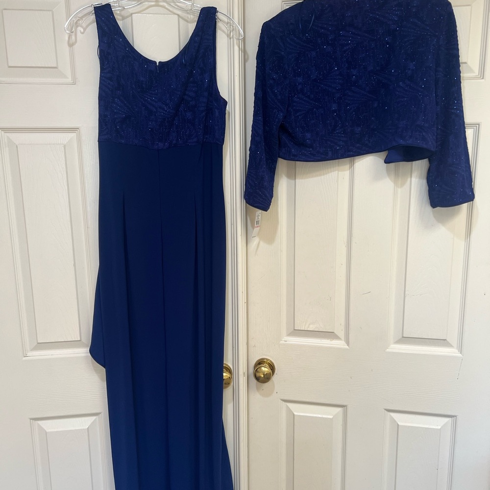 Alex Evenings 2 Piece Blue Empire Waist Bolero Dress Formal Dress Jackets Set 10 - Picture 10 of 13